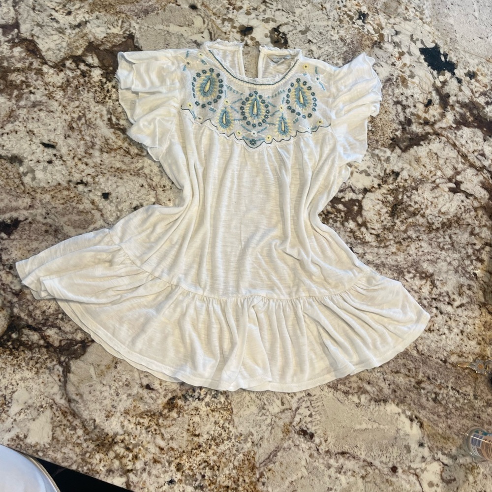 Lucky brand cotton modal flutter sleeveless bohemian embroidered top